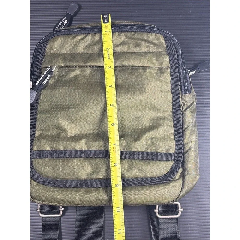 Derek Alexander Army Green Ripstop Nylon Sling Mini Backpack Travel Bag